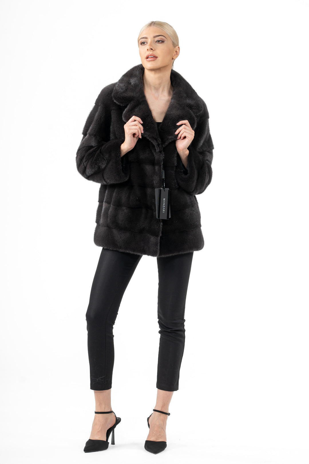 Manzari Iron Grey Mink fur coat with a modern touch