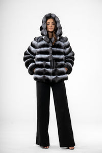 Model wearing a Natural Chinchilla fur coat by manzari