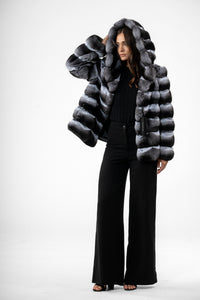 Chic Natural Chinchilla fur coat by manzari for a bold statement