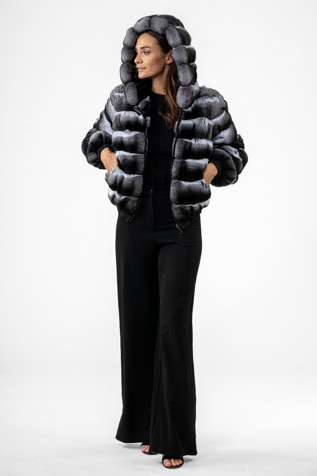 Manzari Natural Chinchilla fur coat for ultimate elegance