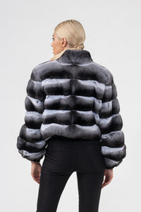 Chic Natural Chinchilla fur coat by manzari for a bold statement