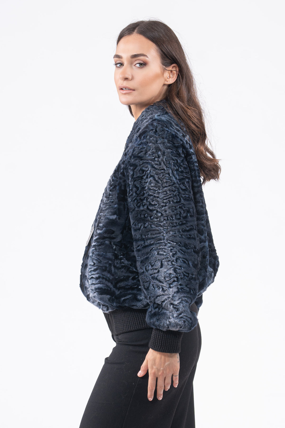 Elegant Profondo Swakara fur coat for modern fashion