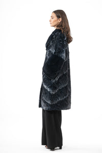 High-quality Blue Swakara fur coat for fashion enthusiasts