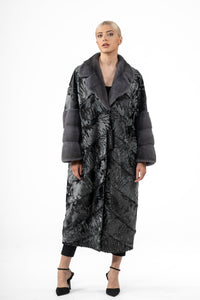 Manzari Black Swakara fur coat for a luxurious feel