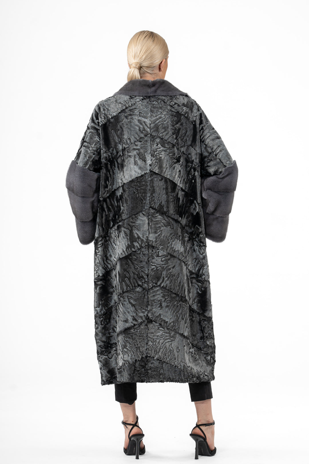 Premium Black Swakara fur coat for a unique style