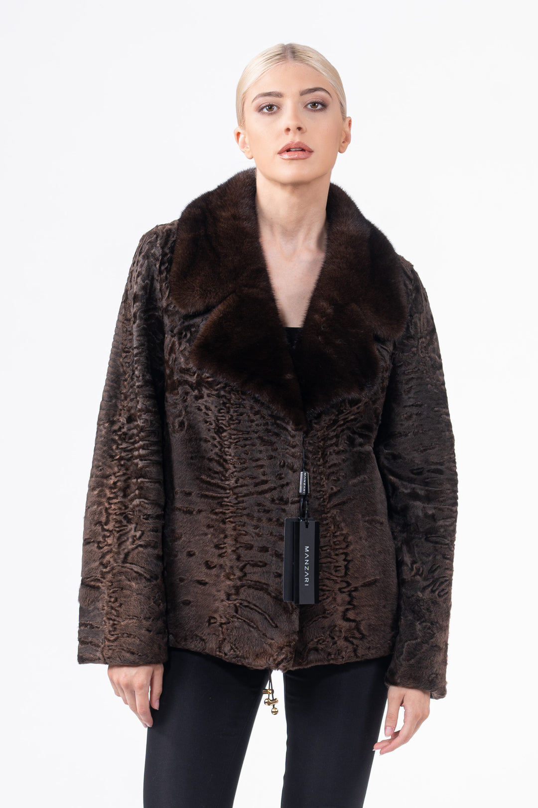 Stylish Chokolat Swakara fur coat by manzari
