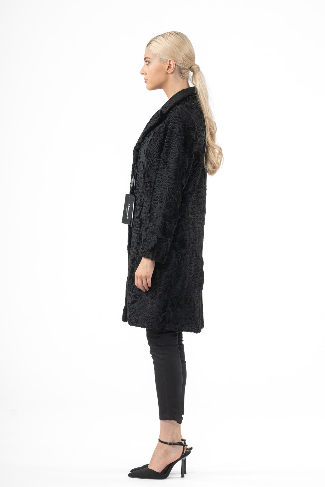 Premium Black Swakara fur coat for a unique style