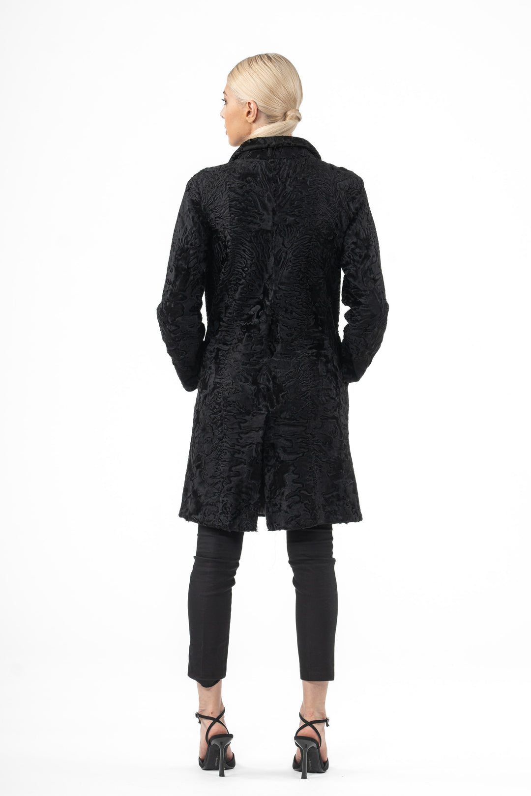 Manzari Black Swakara fur coat for a luxurious feel