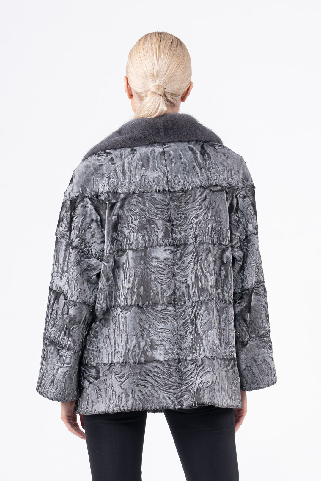Manzari Black Swakara fur coat for a luxurious feel