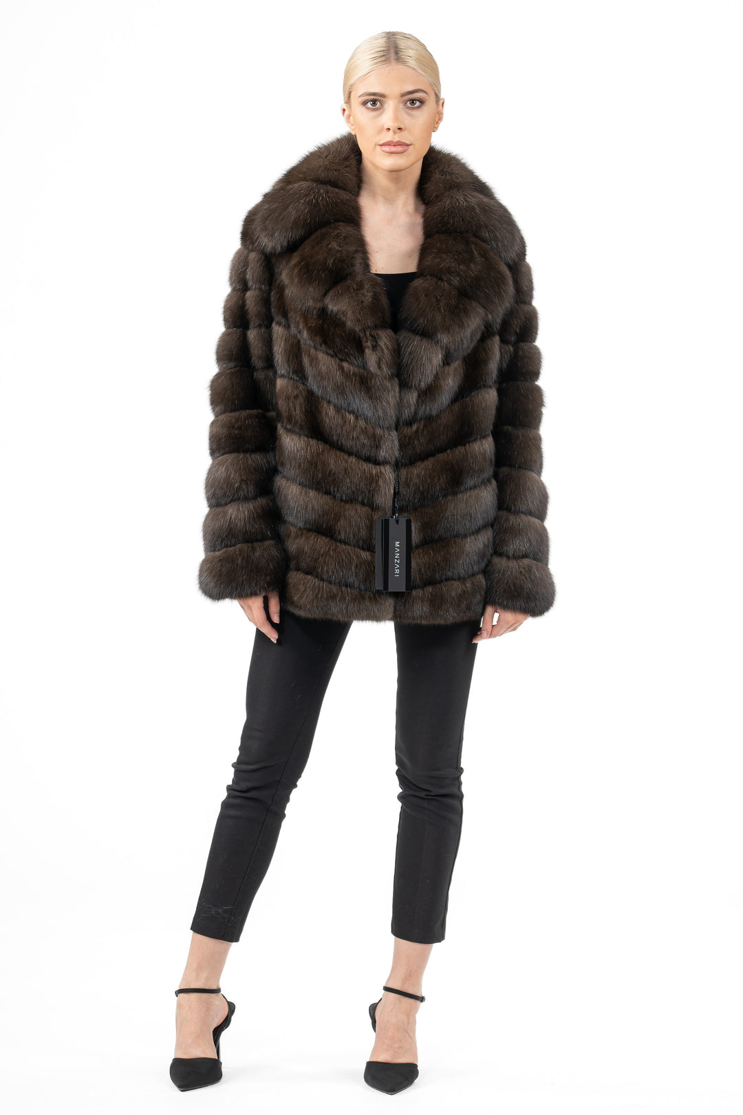 Exclusive Dark Russian sable fur coat by manzari