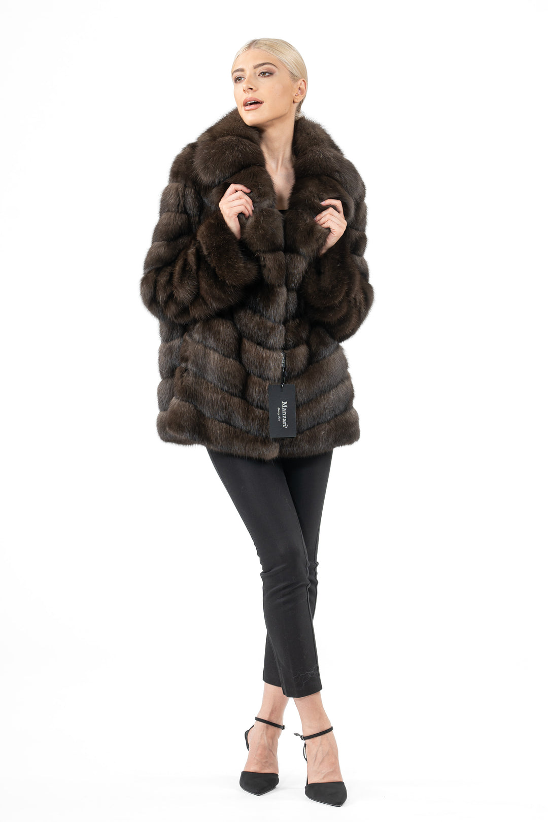Exclusive Dark Russian sable fur coat by manzari