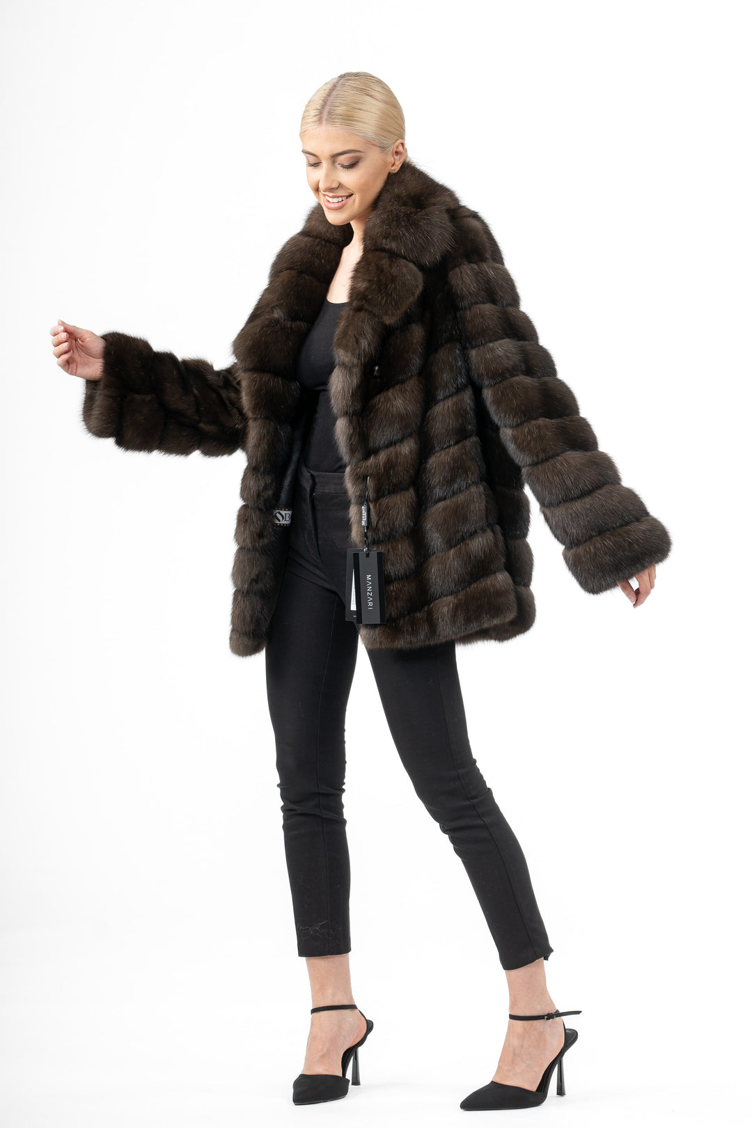 Dark Russian sable fur coat by manzari for a bold statement