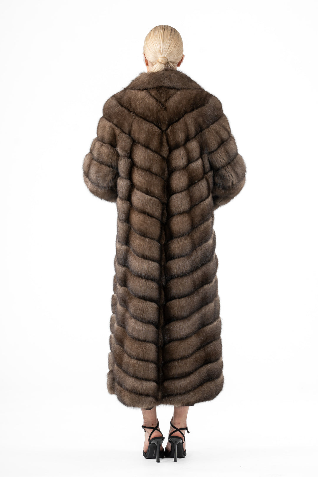 Premium Platinum Russian sable fur coat for winter fashion