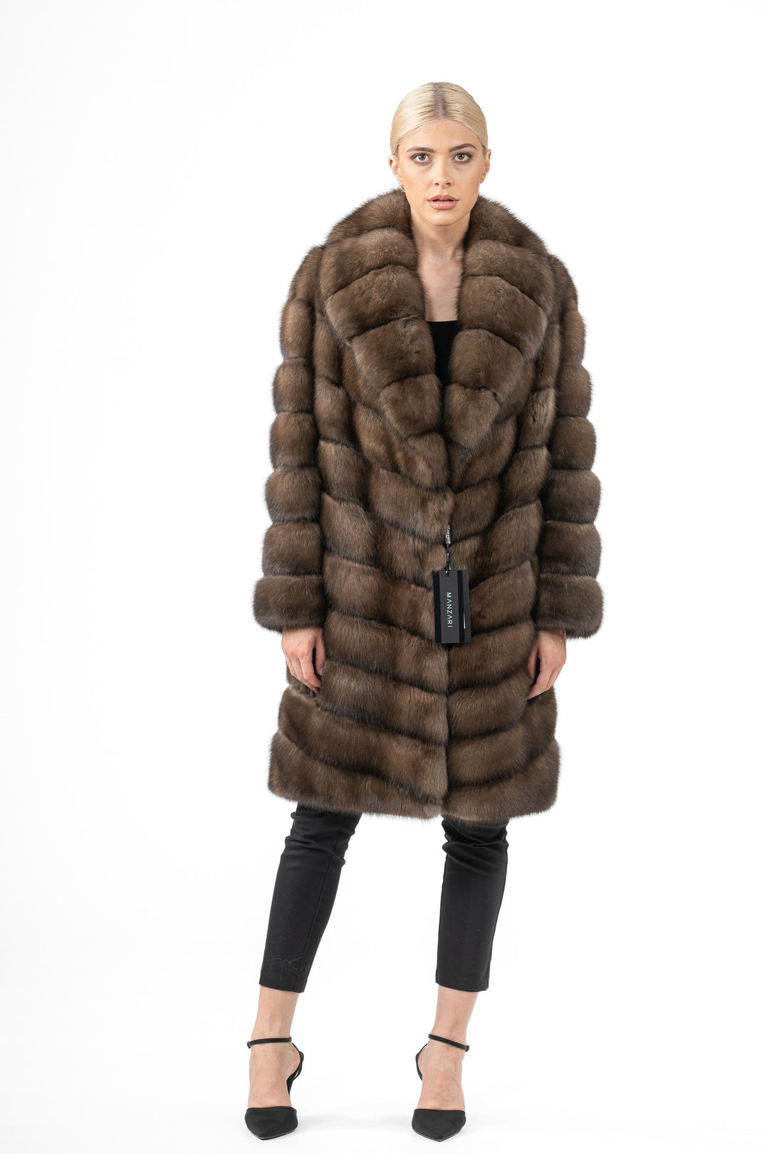 Premium Platinum Russian sable fur coat for winter fashion