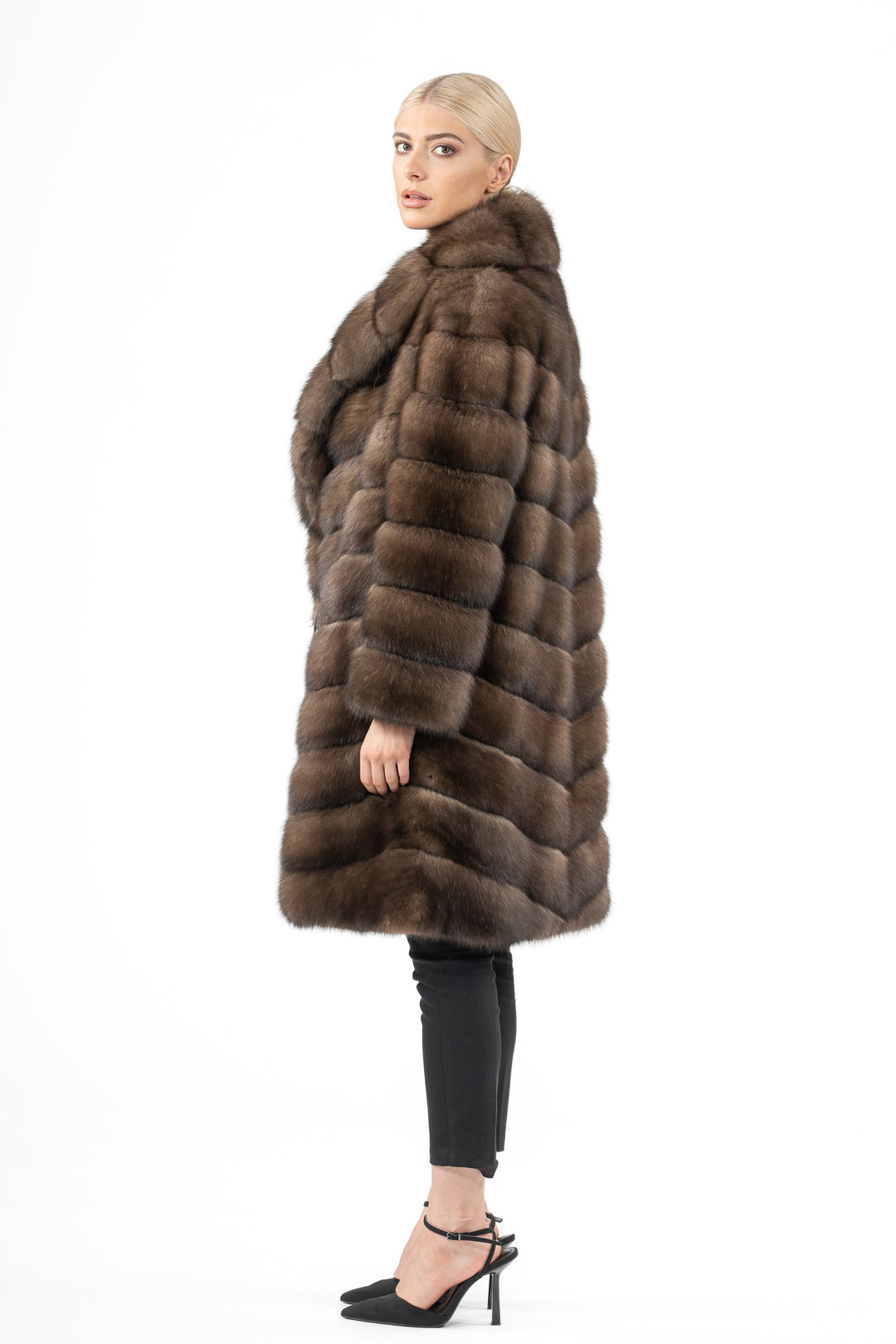 Sophisticated Platinum Russian sable fur coat for special occasions