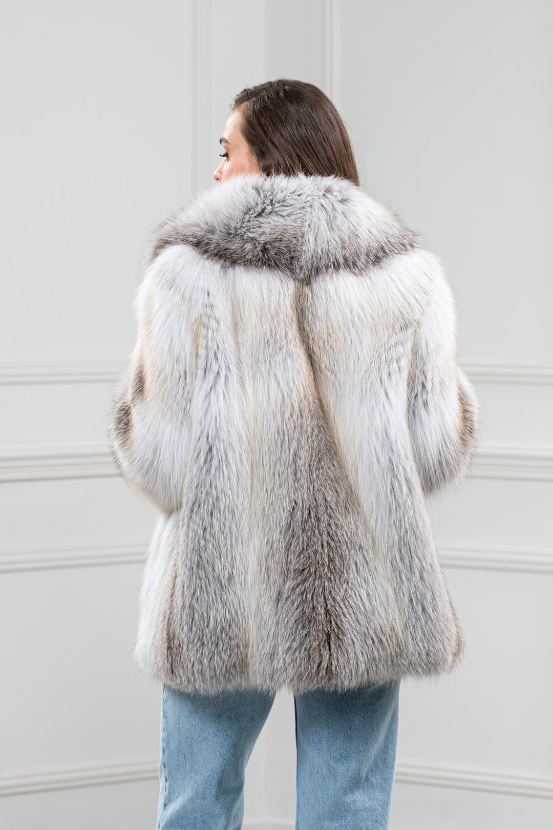 Fawn Light Fox Fur Short Jacket With Hood - Women&