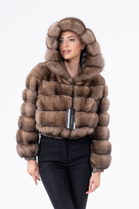 Premium Lavander Russian sable fur coat for winter fashion