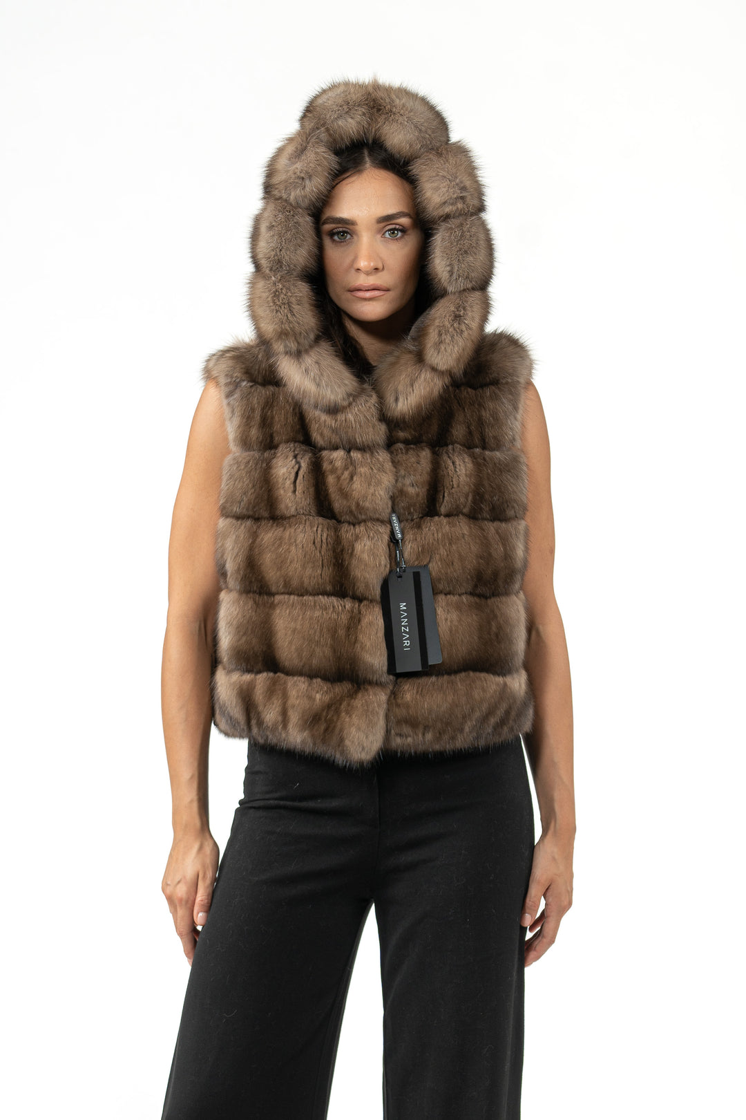 Luxurious Lavander Russian sable fur coat on display