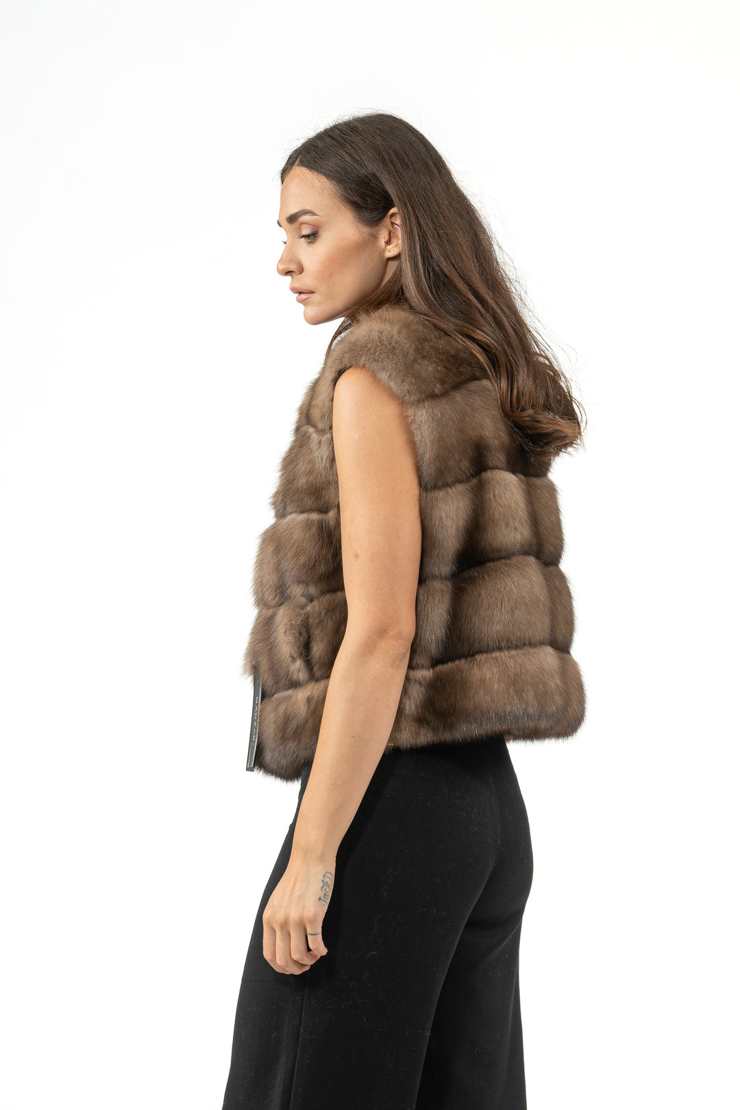 Manzari Lavander Russian sable fur coat with a modern design