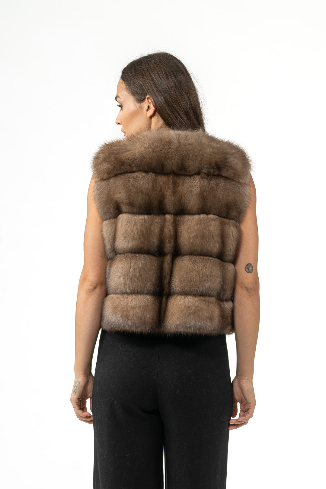 Luxurious Lavander Russian sable fur coat on display