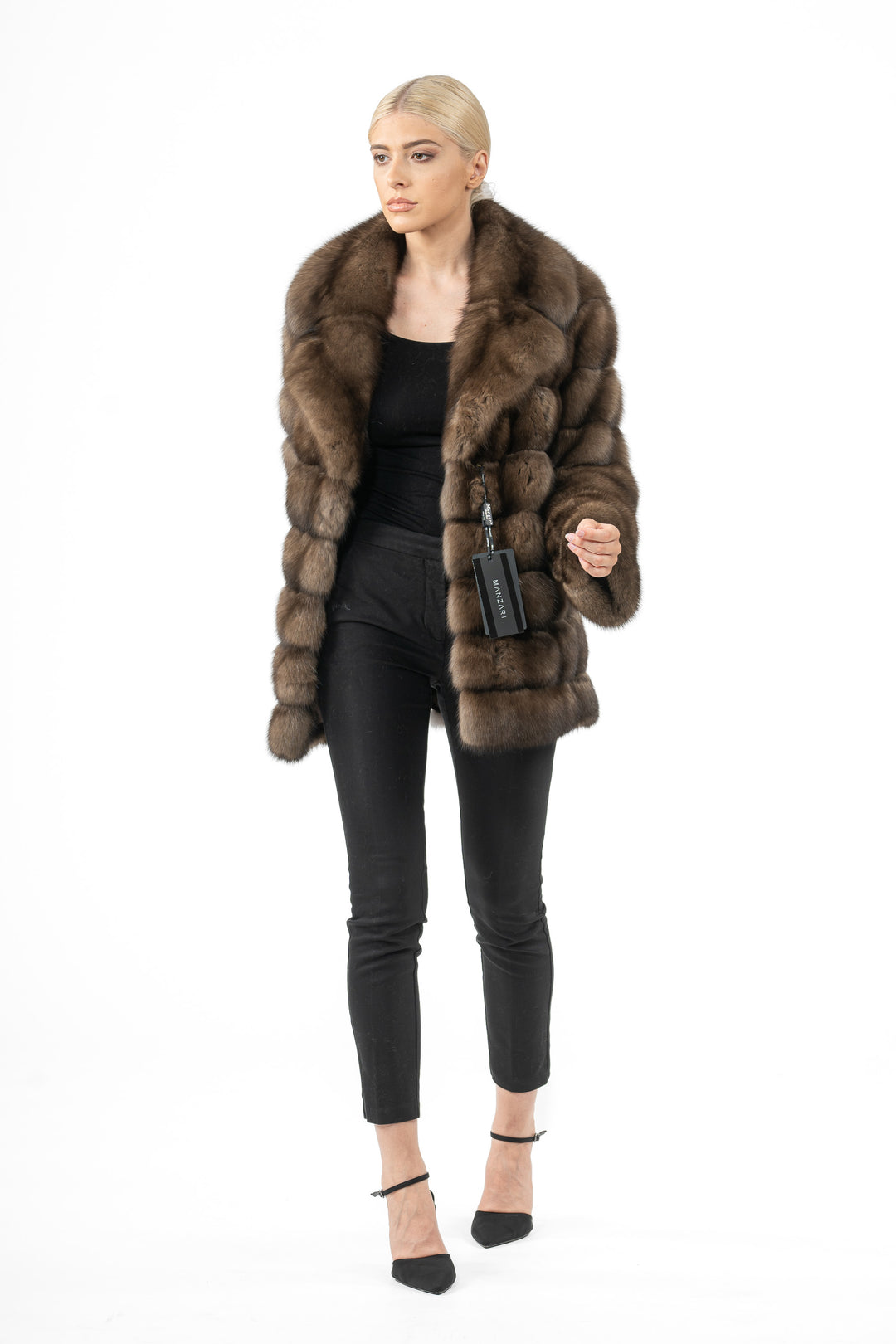 Manzari Gun Metal Russian sable fur coat for a timeless look