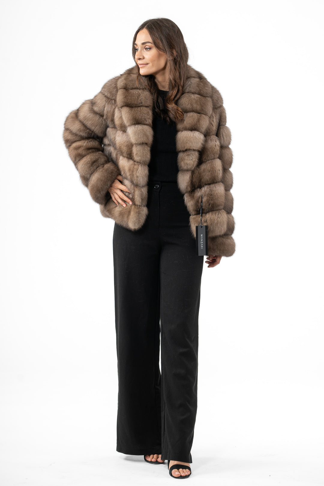 Premium Gun Metal Russian sable fur coat for winter fashion