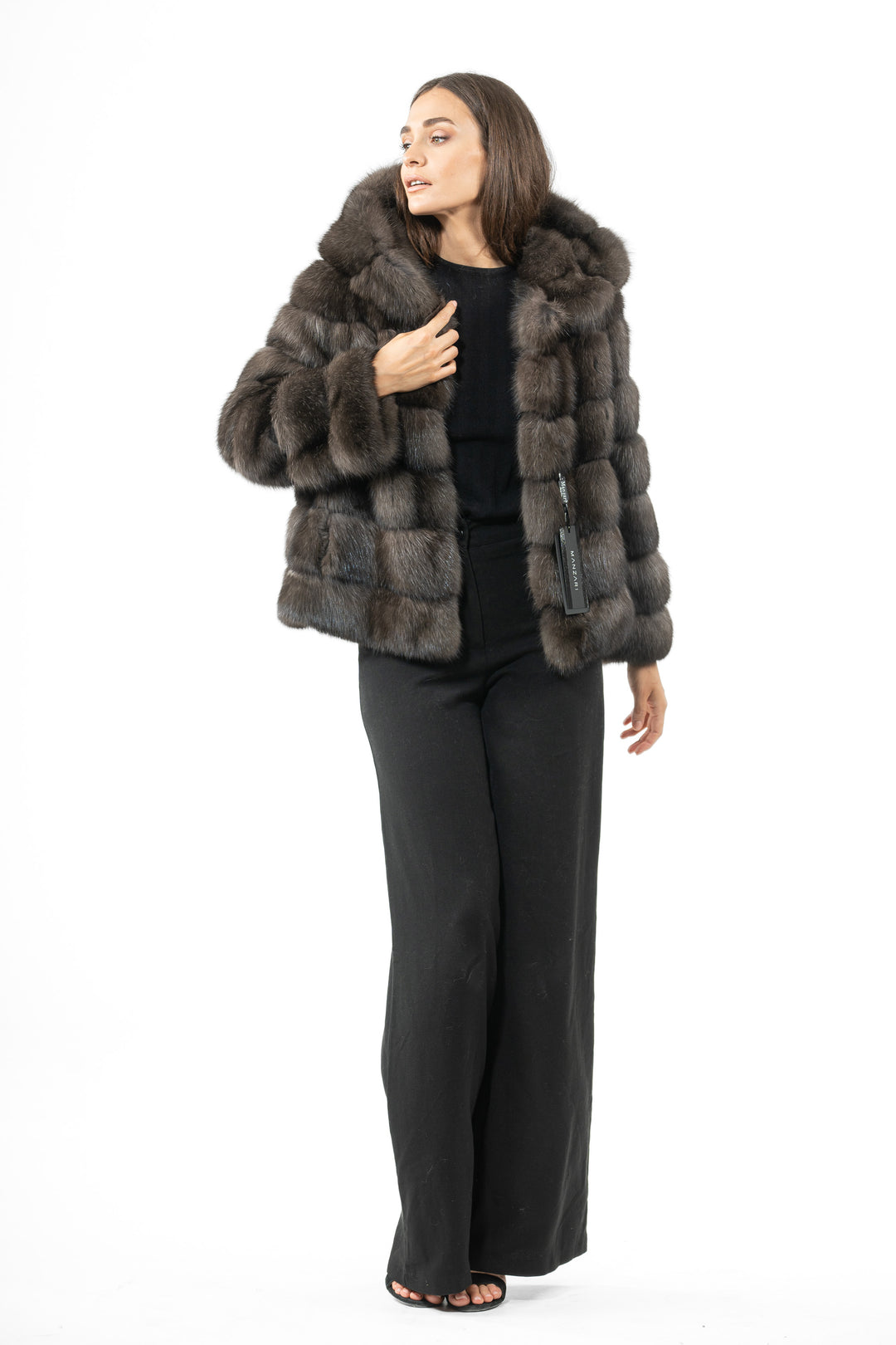 Manzari Carbonio Russian sable fur coat with a modern design