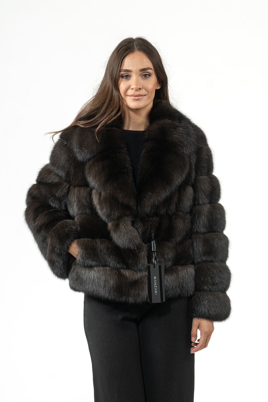 Manzari Dark Russian sable fur coat for a timeless look