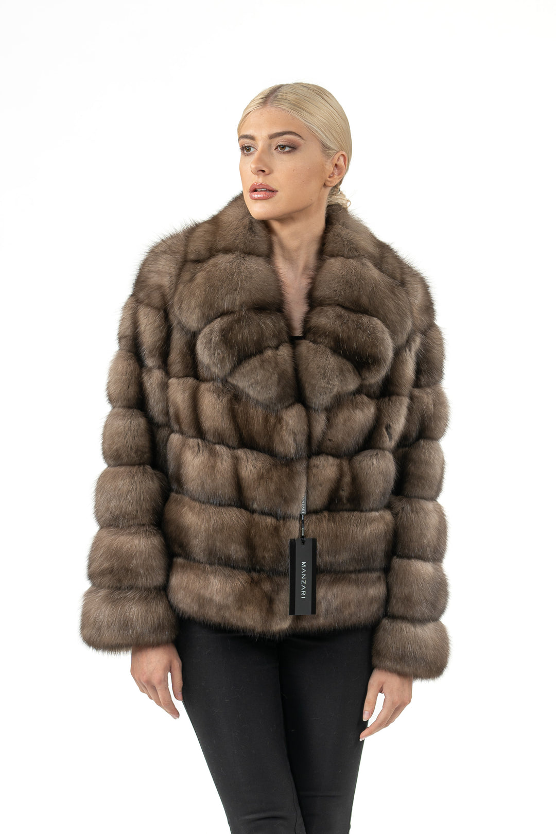 Manzari Platinum Russian sable fur coat with a modern design