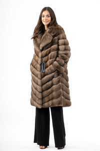 Premium Lavander Russian sable fur coat for winter fashion