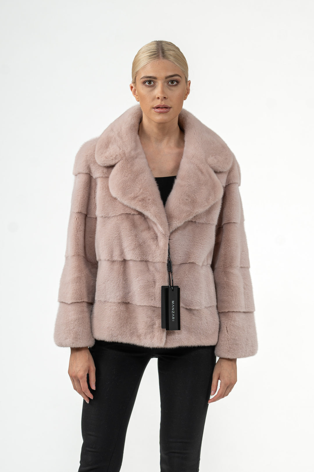 Manzari Salmon Mink fur coat for a timeless appeal
