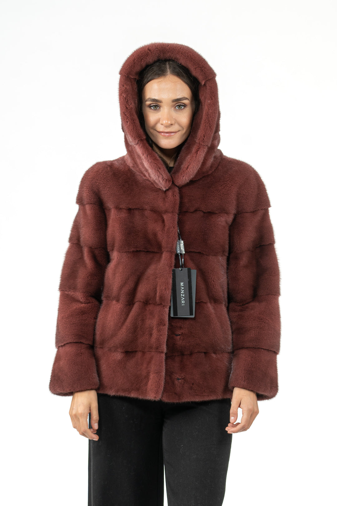 Manzari Aged Wine Mink fur coat for a timeless appeal