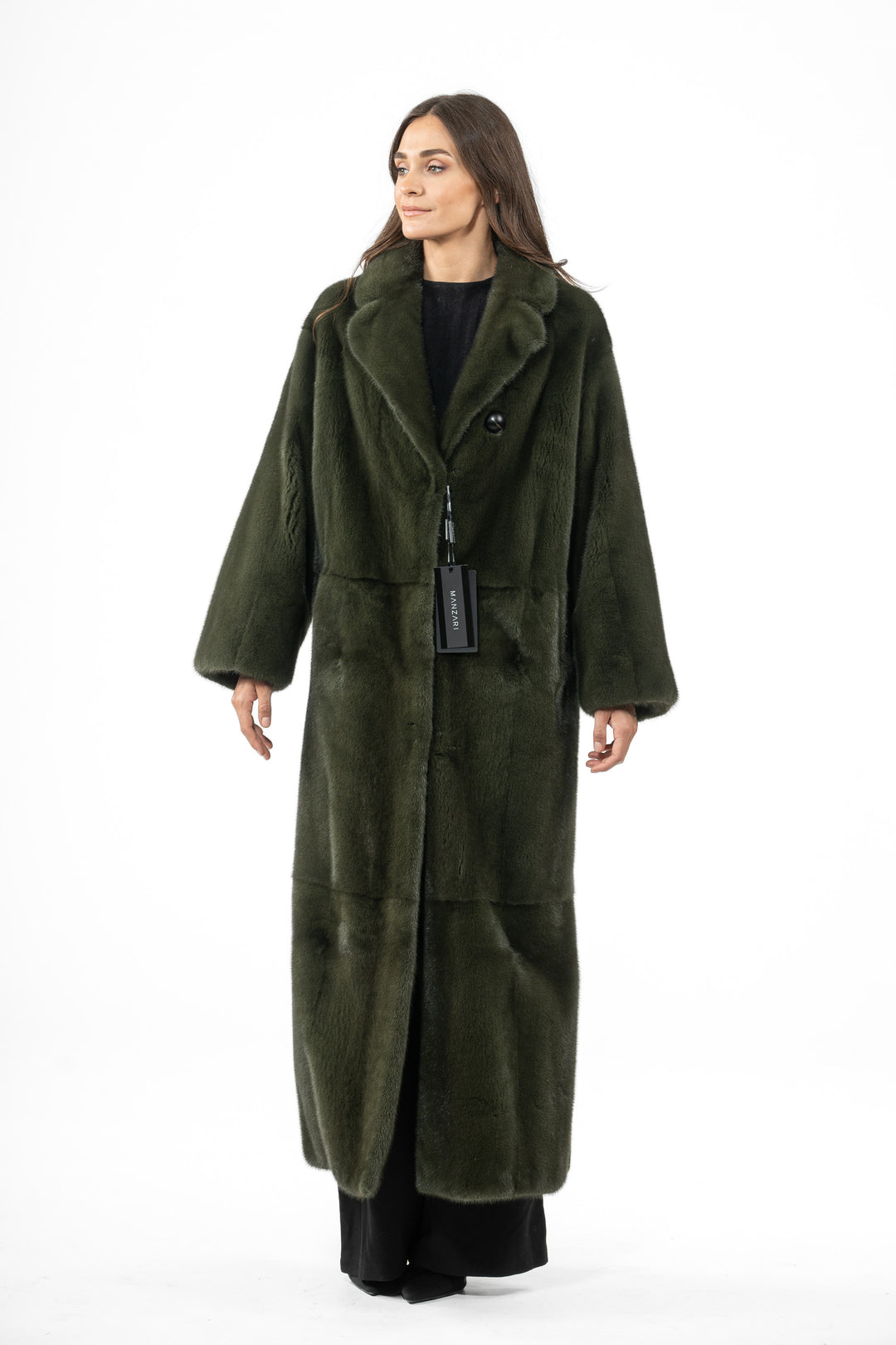 Premium Dark Olive Mink fur coat for a sophisticated style