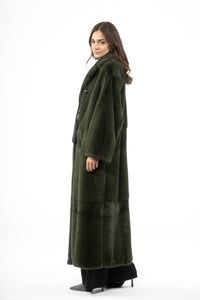Manzari Dark Olive Mink fur coat for timeless elegance