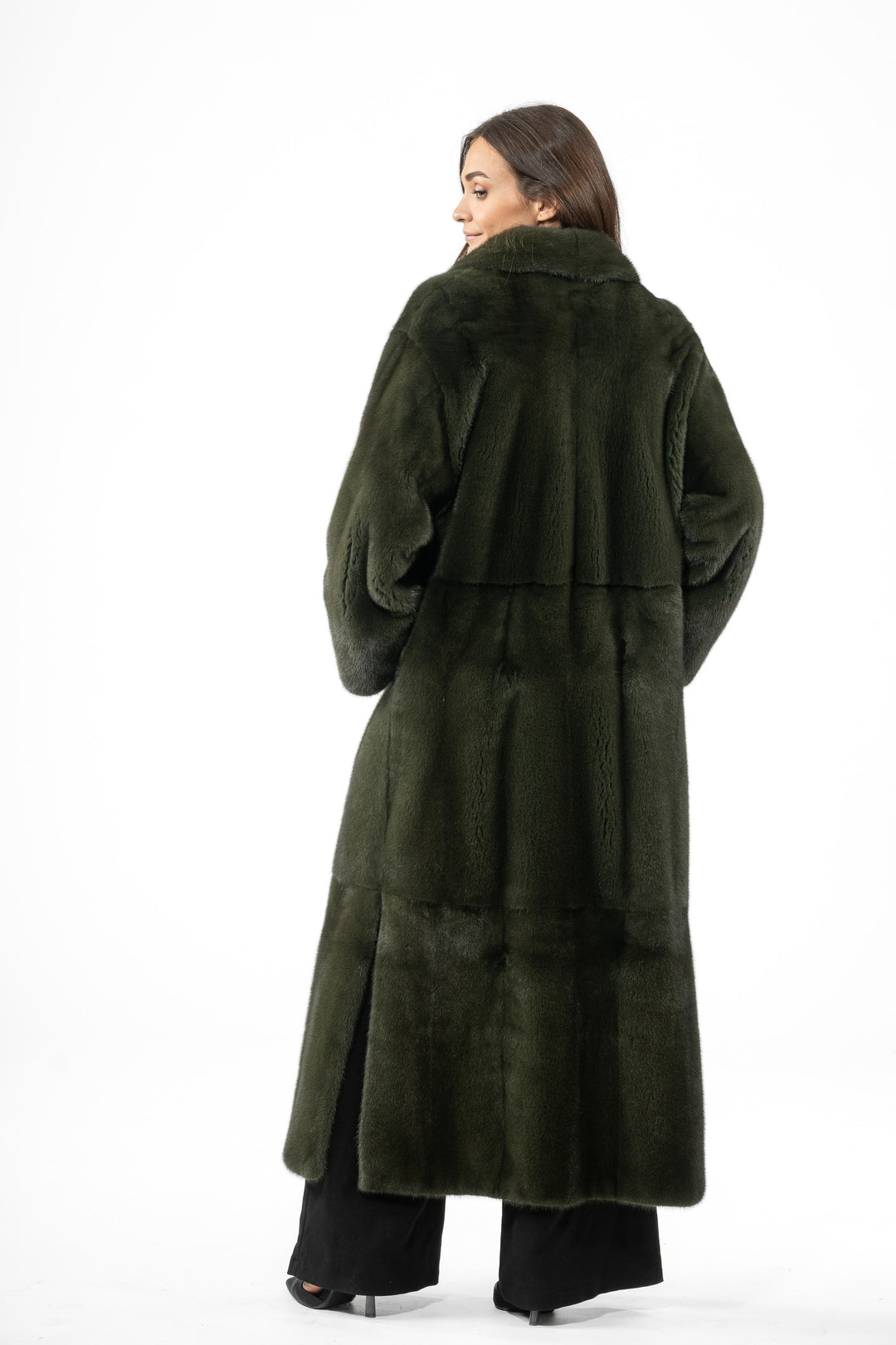 High-quality Dark Olive Mink fur coat for luxury lovers