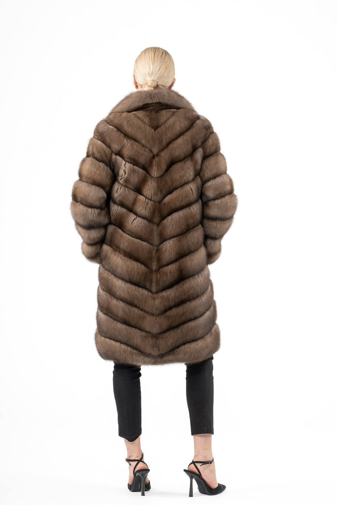 Premium Gun Metal Russian sable fur coat for winter fashion