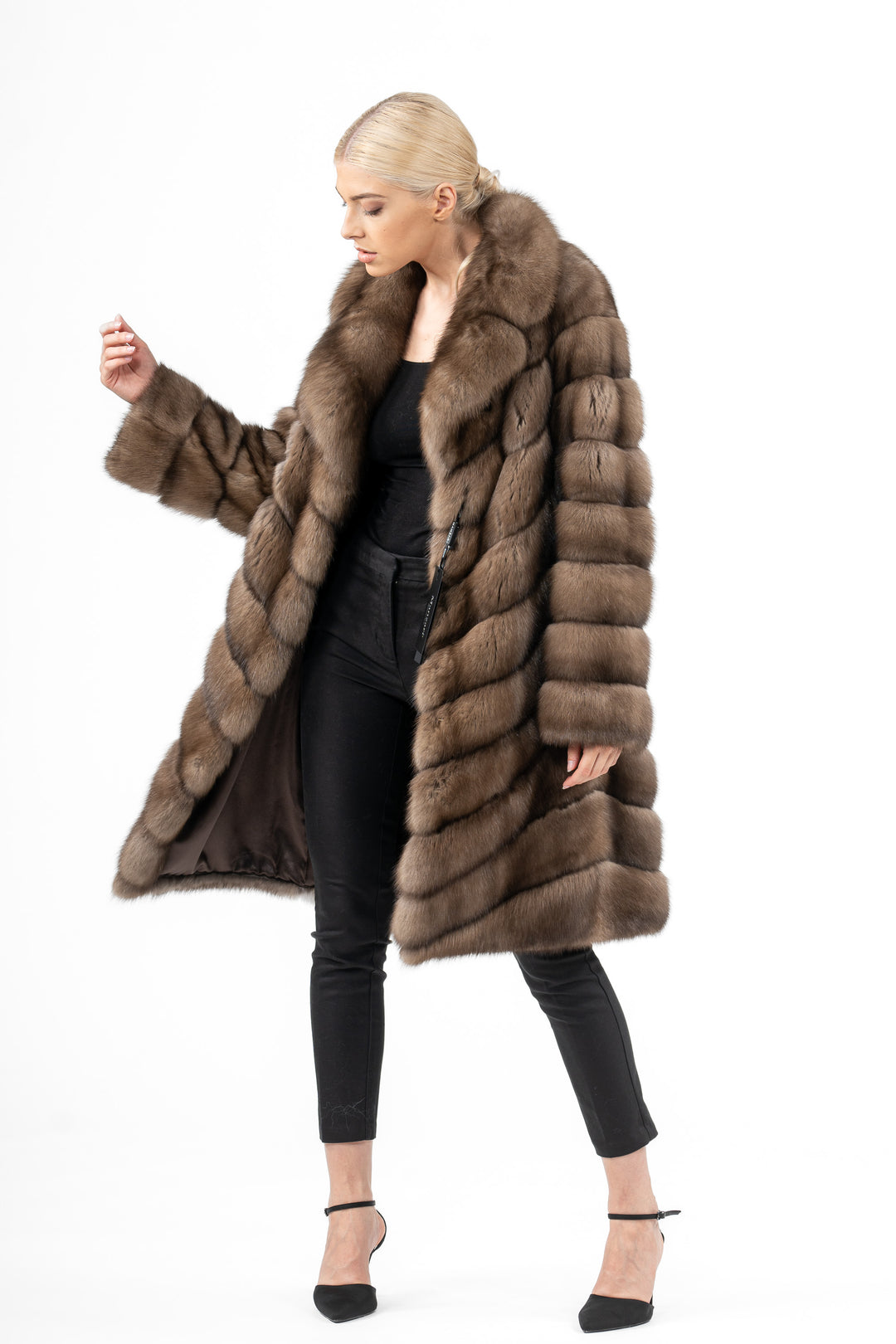 Exclusive Gun Metal Russian sable fur coat by manzari