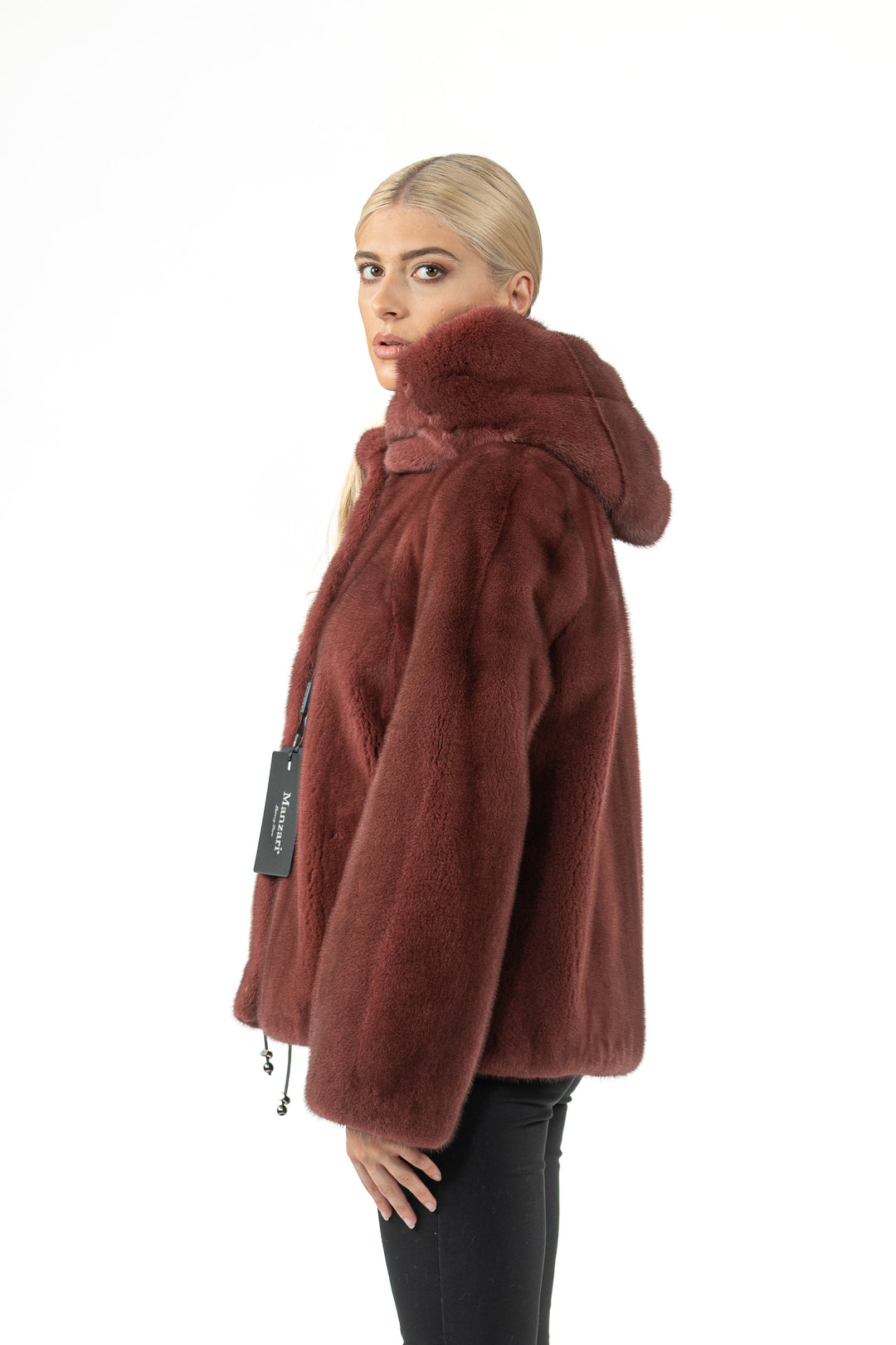 Elegant Aged Wine Mink fur coat for a refined look