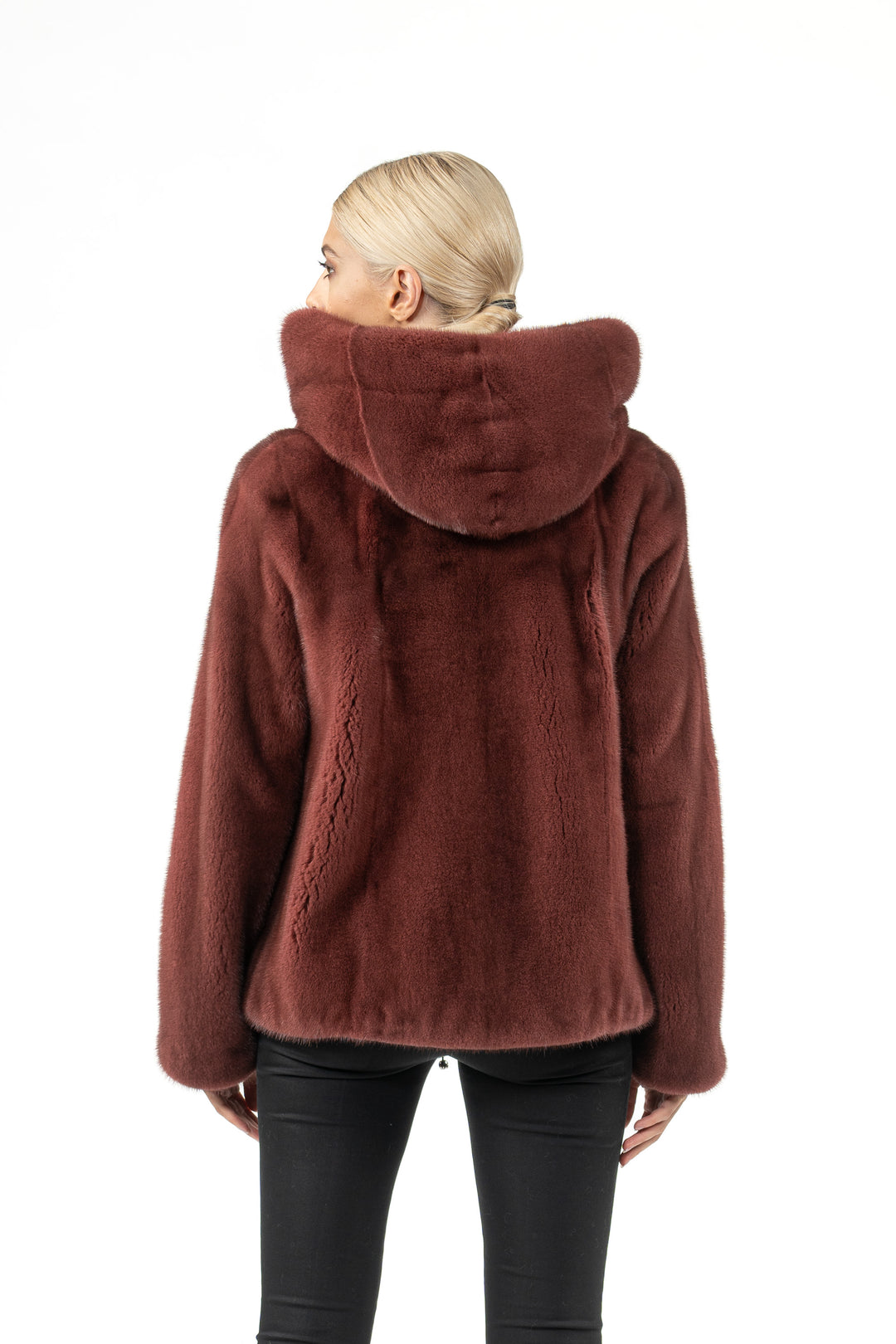 Manzari Aged Wine Mink fur coat for a timeless appeal