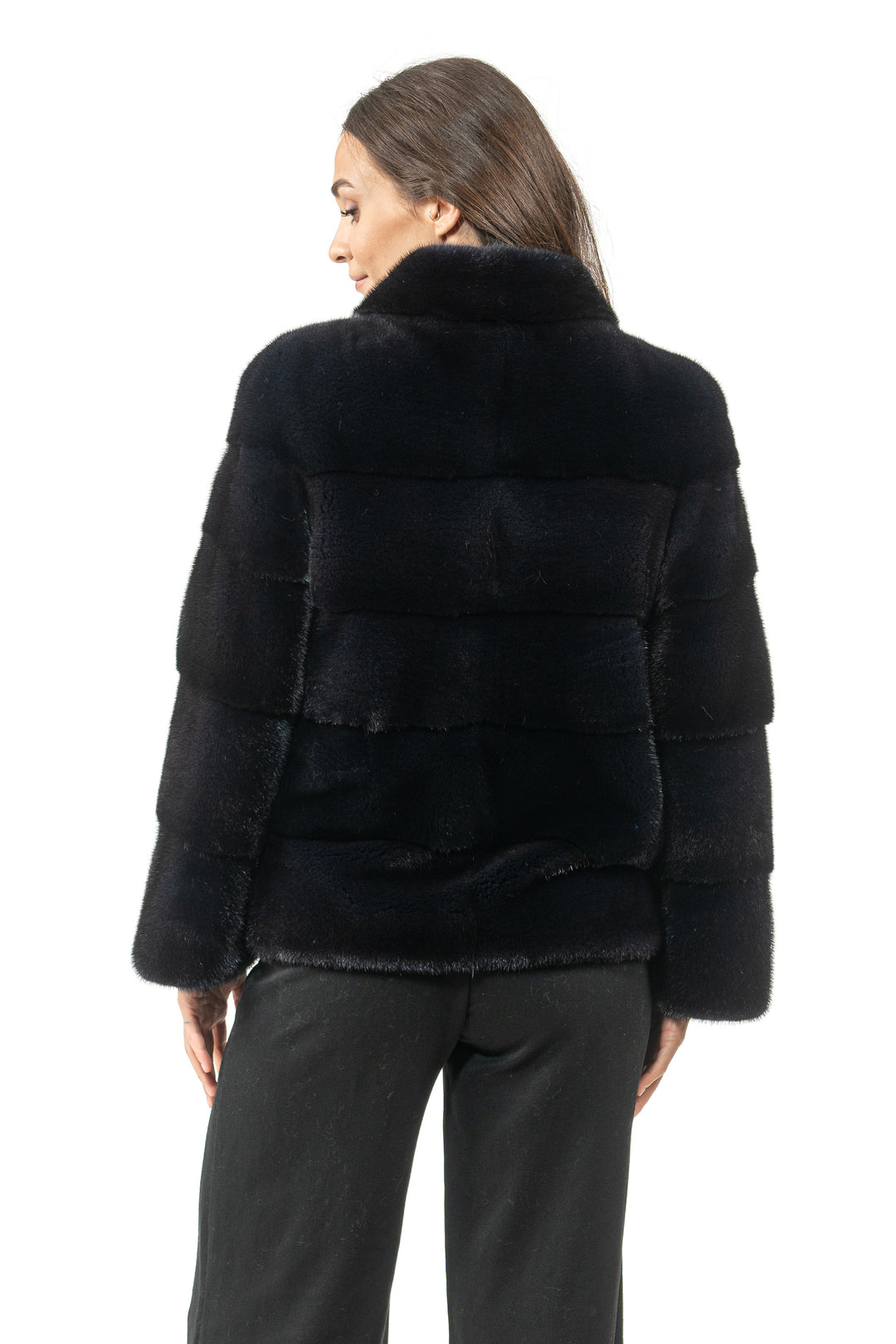 Manzari Blue Black Mink fur coat for timeless elegance