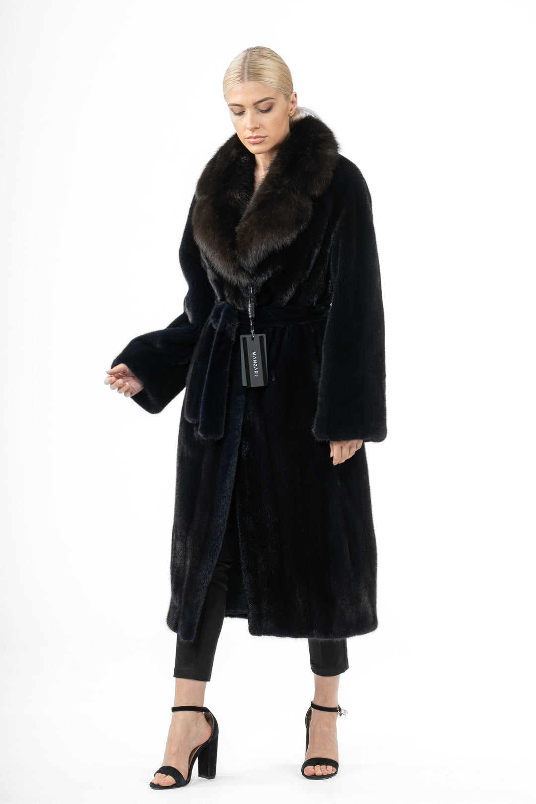 Premium Blue Black Mink fur coat for a sophisticated style