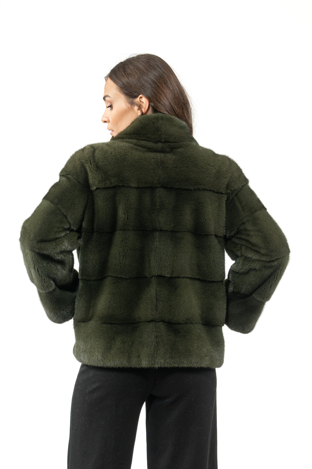 Premium Dark Olive Mink fur coat for a sophisticated style