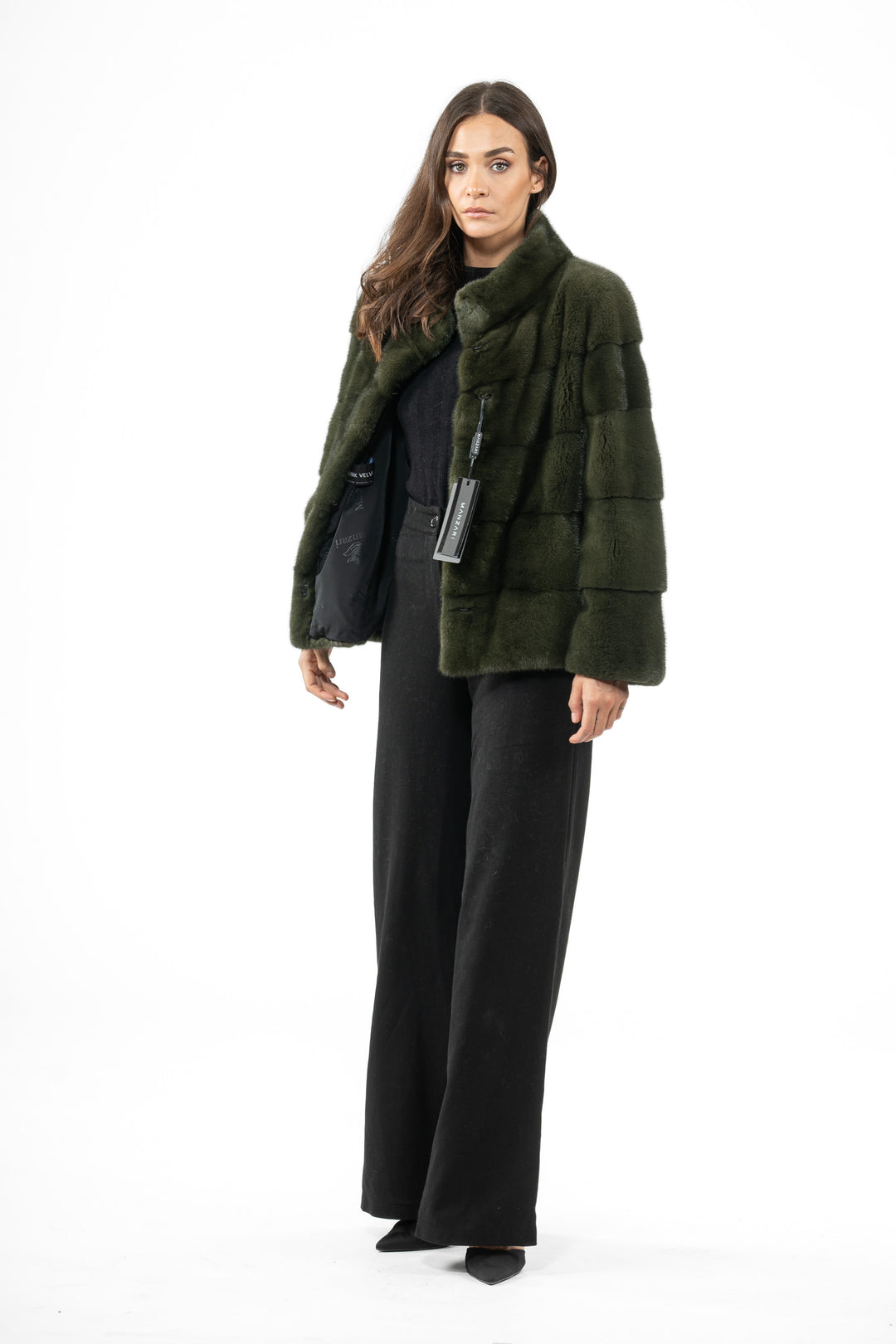 High-quality Dark Olive Mink fur coat for luxury lovers