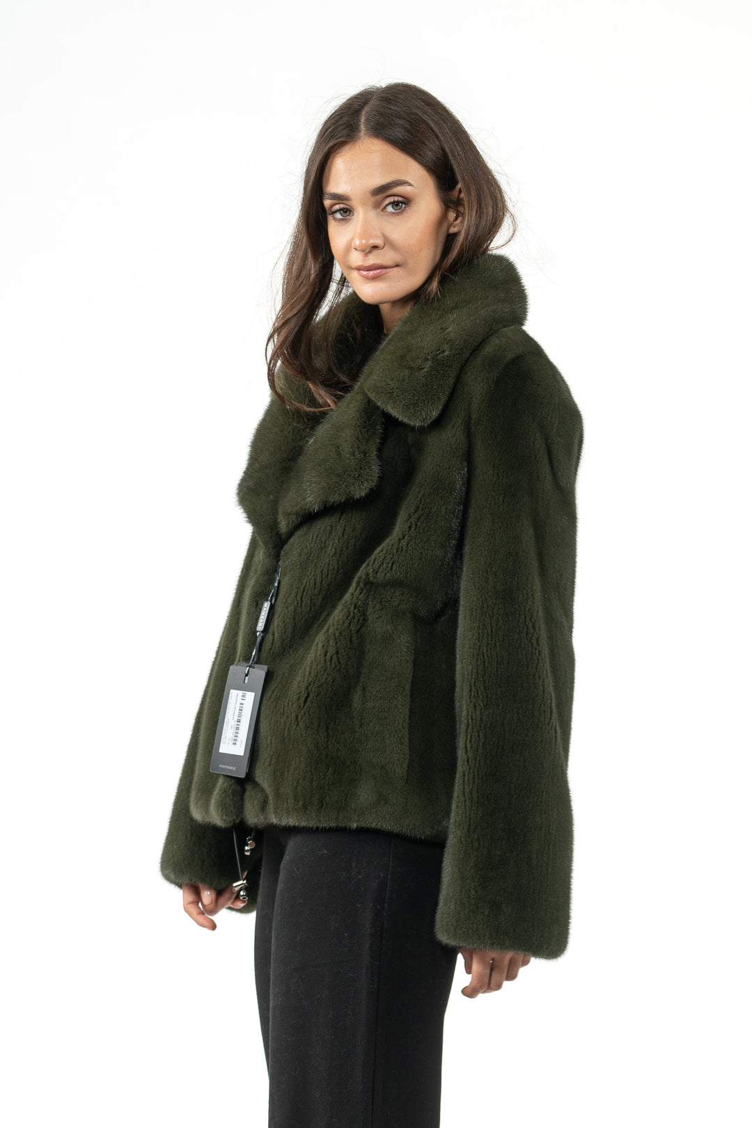 Elegant Dark Olive Mink fur coat for a refined look