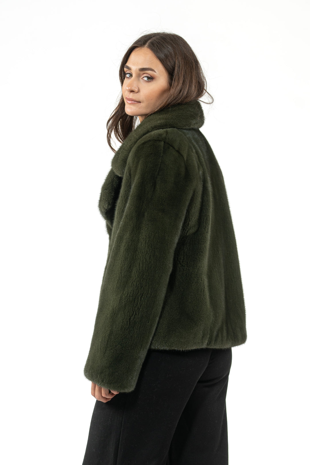 Classic Dark Olive Mink fur coat by manzari