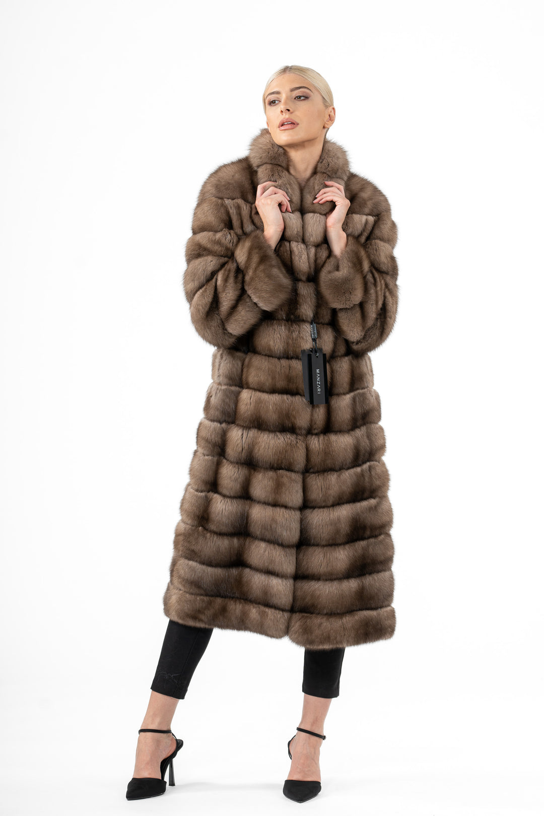 Premium Lavander Russian sable fur coat for winter fashion