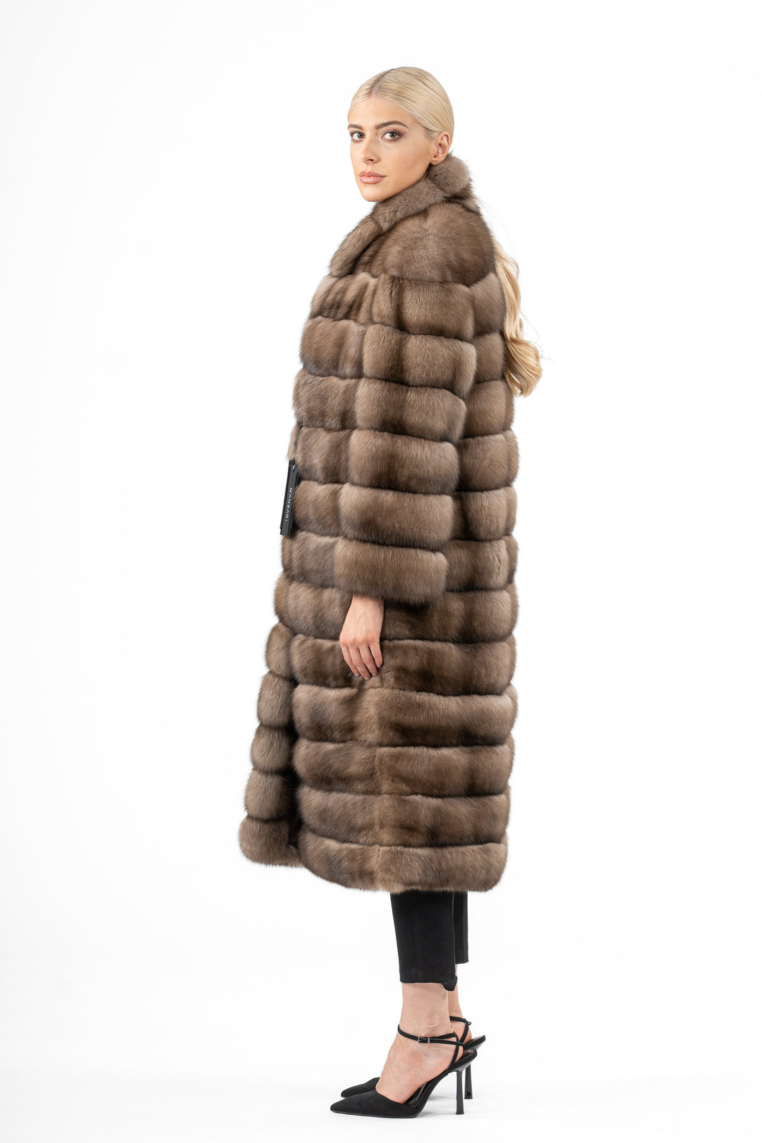 Manzari Lavander Russian sable fur coat with a modern design