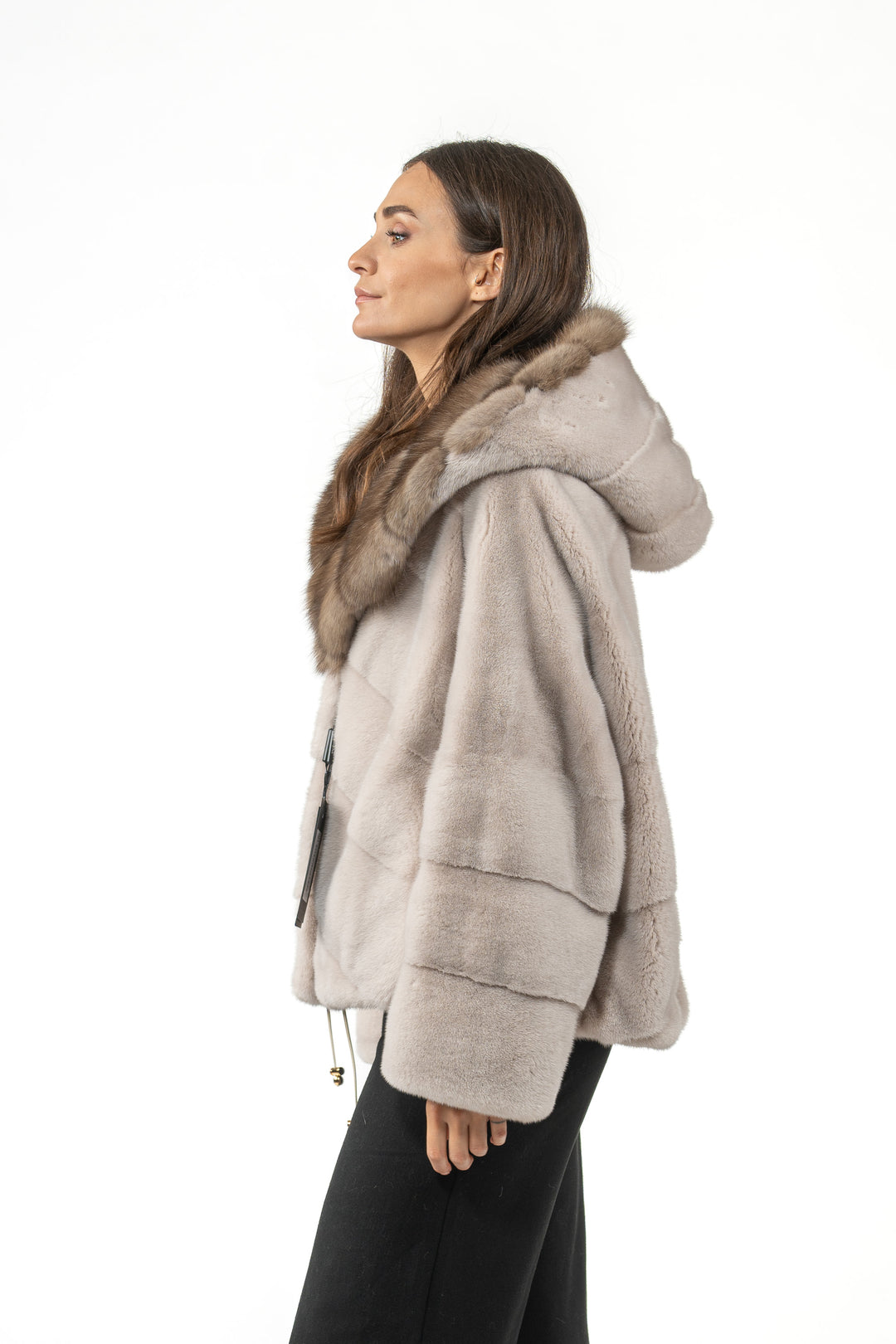 Manzari Powder Mink fur coat for a timeless appeal