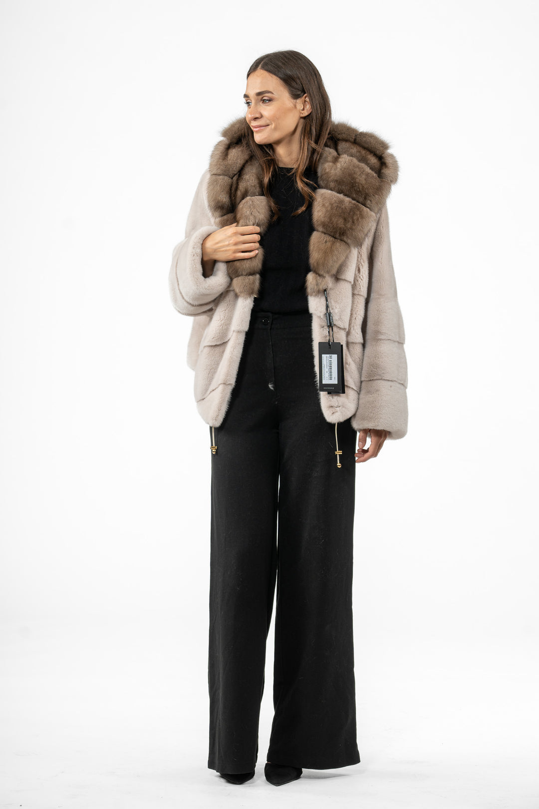 Manzari Powder Mink fur coat for timeless elegance