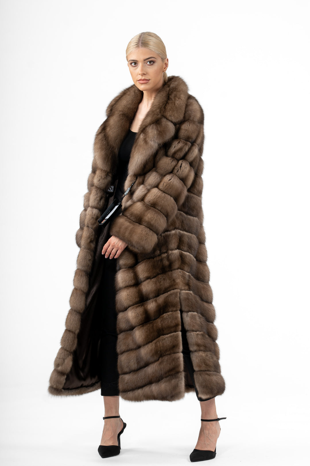 Manzari Lavander Russian sable fur coat with a modern design